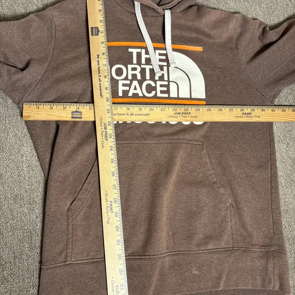 North face men’s Hoodie Sweatshirt Brown Big Text Small